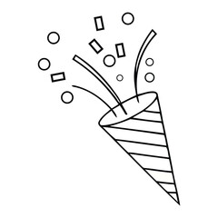 Whimsical party popper explodes with festive confetti and circles, a simple, joyful celebration graphic ready for your next event design.