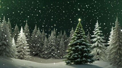 Obraz premium Snowy Pine Forest under Night Sky
