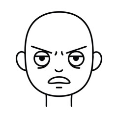 Frustrated bald person showing intense anger with furrowed brow and wide eyes, conveying strong negative emotion