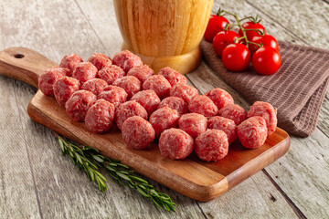 Raw beegf meatball for cooking