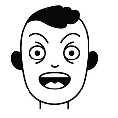 Shocked cartoon face with wide eyes and open mouth conveying surprise and astonishment, perfect for expressing extreme reactions