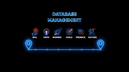 Database Management Concept With Icons And Location Pins information storage - Powered by Adobe