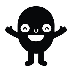 Joyful black character with wide smile and outstretched arms offers a warm welcome and energetic greeting