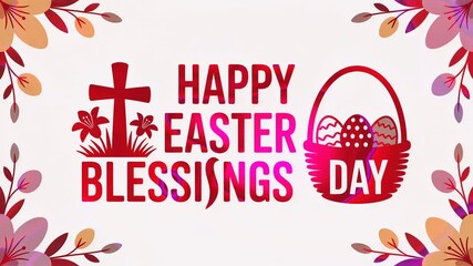 Celebratory Easter graphics with vibrant colors, symbols, and joyful messages for a festive atmosphere