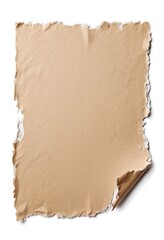 Fototapeta premium Torn brown cardboard isolated on pure white background
