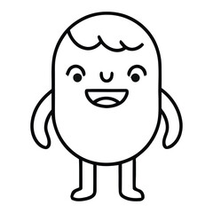 Joyful cartoon character with big smile and playful wavy hair, ready for fun and creative projects