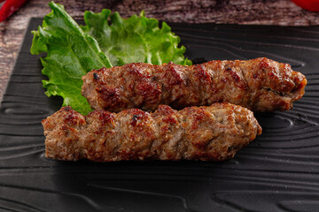 Grilled beef kebab minced meat