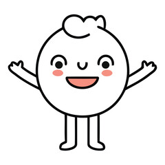 Charming cartoon character with open arms, radiating joy and friendly welcome for diverse projects