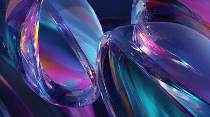 Abstract Geometric Shapes With Iridescent Colors