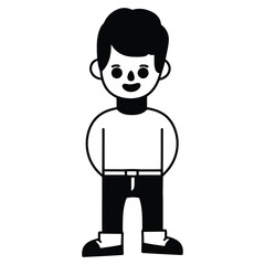 Joyful young boy with dark hair smiling brightly and standing confidently in casual attire, perfect for diverse lifestyle or educational projects.