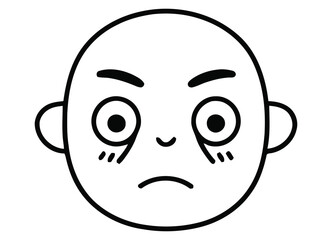 Obraz premium Expressive cartoon face showing frustration and exhaustion with wide eyes and furrowed brow, perfect for conveying negative emotions in design