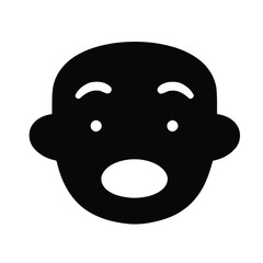 Fototapeta premium Surprised expressive face icon with wide open mouth and eyes conveying shock or astonishment in a simple, bold graphic style