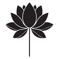Elegant black lotus flower silhouette symbolizing purity serenity and spiritual growth for wellness and meditation concepts