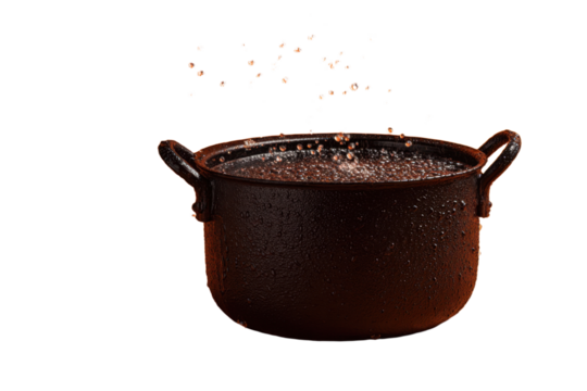Large Black Cauldron with Bubbling Potion for Halloween Design Elements