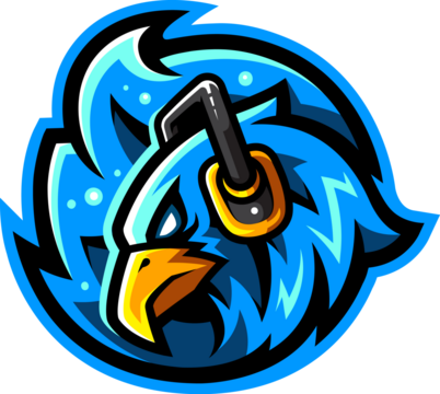Eagle mascot with robotic arm, futuristic sports logo, digital avian illustration - Powered by Adobe