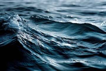 Close Up View Of Textured Ocean Water Surface Displaying Ripples And Reflections