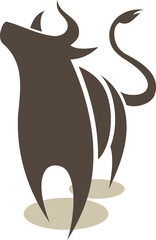 Stylized bull illustration, strong silhouette, modern graphic design, vector artwork, animal symbol