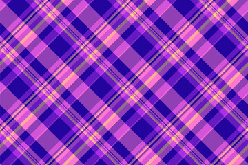 Rest seamless pattern texture, underwear tartan fabric plaid. Trousers textile vector background check in purple and violet colors.