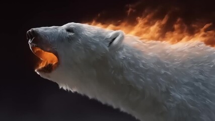 Burning polar bear on fire concept digital composite global warming - Powered by Adobe
