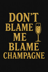 Humorous 'Don't Blame Me Blame Champagne' T-Shirt Design for Party Lovers & Drink Enthusiasts - Perfect Witty Gift Idea for New Year's Eve, Bachelorette, Birthday & Celebration.