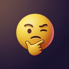 Thinking Face Emoji pondering thoughtful questioning considering expression emotion feeling yellow hand chin pensive contemplative