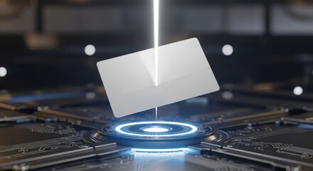 Futuristic Technology Concept with Card and Glowing Light.