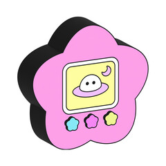 レトロなお星様のポケットゲーム機3D♪png
