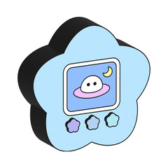 レトロなお星様のポケットゲーム機3D★png