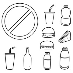 vector set of no food and drink sign