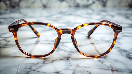 Tortoiseshell glasses on a marble background
