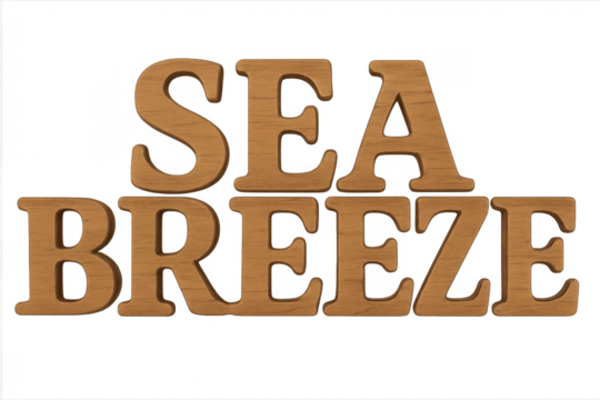 Sea breeze text made from wooden letters