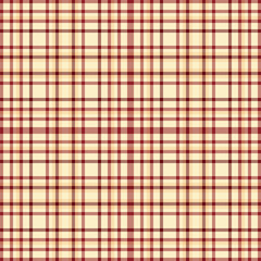 Warm plaid pattern with intersecting red lines on beige. Perfect for backgrounds, textiles, and designs needing a classic, cozy feel.