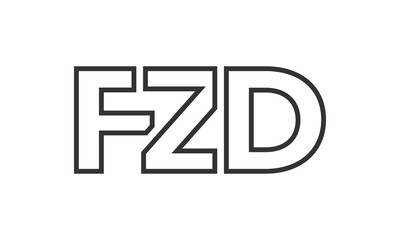 FZD logo design template with strong and modern bold text. Initial based vector logotype featuring simple and minimal typography. Trendy company identity.