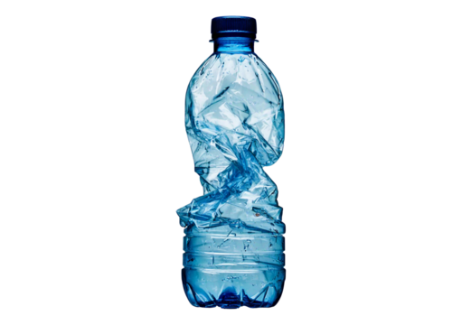 Squashed plastic bottle, isolated on transparent or white background - Powered by Adobe
