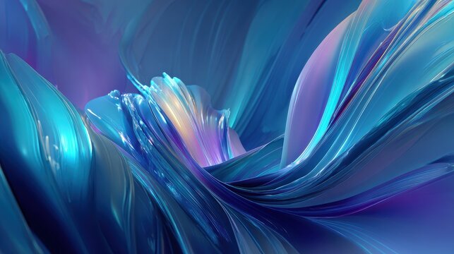 Abstract Digital Design With Flowing Shapes In Vibrant Blue And Purple Colors