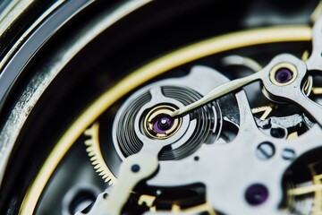 Discover the intricate beauty of a watch mechanism, with finely crafted gears and springs working in harmony, representing time, precision, and artistry in watchmaking.