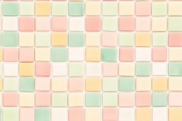A beautiful arrangement of pastel-colored mosaic tiles creates a vibrant and soothing background, perfect for interior design inspiration and artistic implementations.