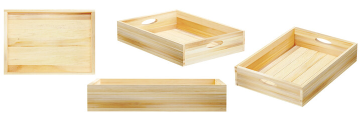  wooden box set 3D rendering