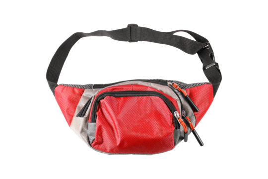 red waist pouch isolated on white background.