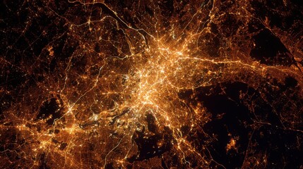 metropolitan area glowing at night