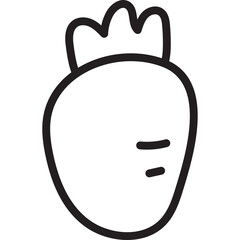 Simple Hand Drawn Line Art Of A Carrot With Green Top On A Transparent Background