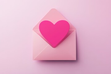 A pink envelope featuring a large heart symbolizes love and affection, representing the warmth of sending heartfelt messages to cherished individuals or loved ones.
