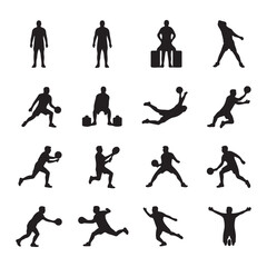 Silhouetted Sport Player Poses