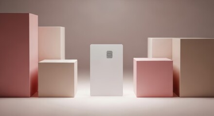 Minimalist Product Display with Geometric Shapes in Soft Pastel Tones.