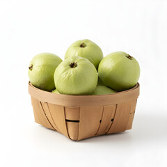Guava Fruit - Basket of Fresh Guava on White