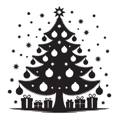 Decorative Christmas Tree Silhouette Design with Gifts