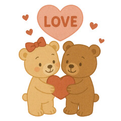 Cute watercolor teddy bear couple illustrations painted in soft pastel tones. Adorable bears showing sweet, loving poses on a clean white background, perfect for nursery art, Valentine cards, stickers