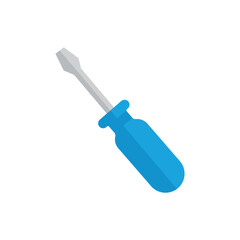 Blue Handle Screwdriver Flat Vector Icon Illustration