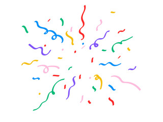 Bright multicolored confetti, celebration and event decor. Illustration on a transparent background