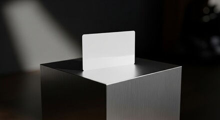 Ballot box with a vote in a dark room.